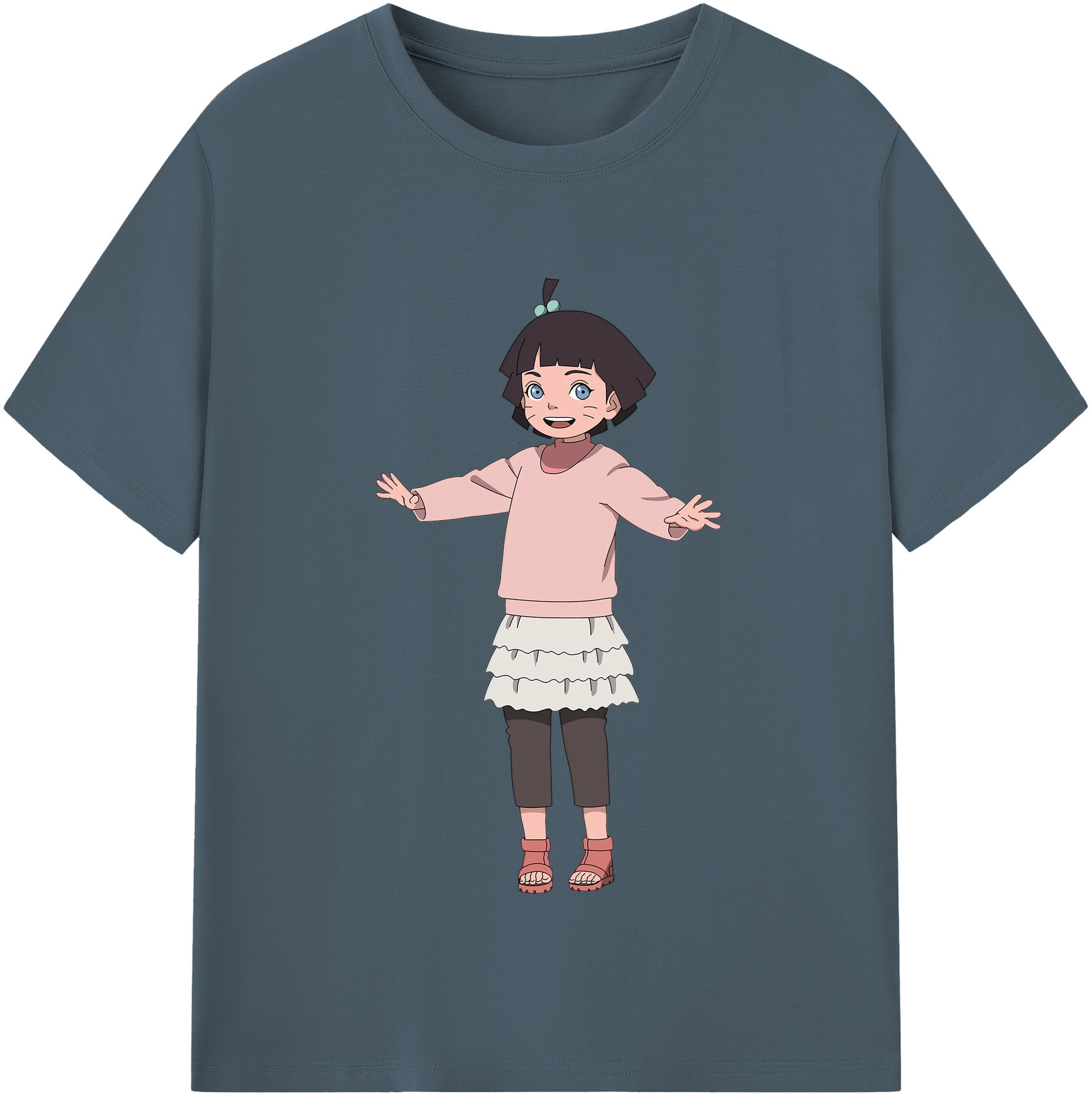 （画像用） NARUTO -ナルト- うずまき ヒマワリ Uzumaki Himawari 綿100％半袖Tシャツ（フロントプリント）